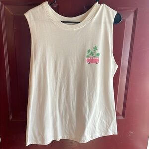 Cream Sleeveless Top with Pink Van Graphic